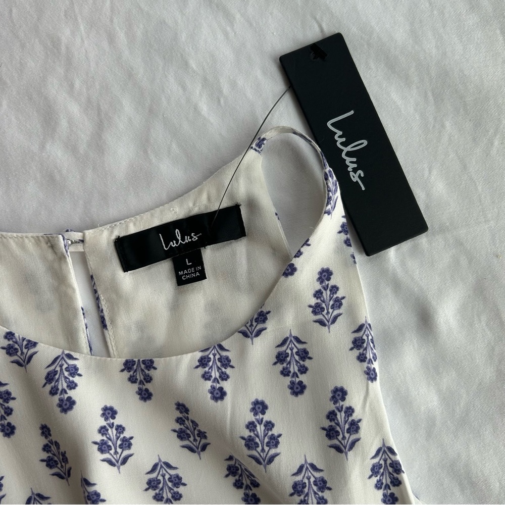Lulus Women’s Maxi Dress With Purple Floral Pattern Side Ties Sz L NWT - Picture 8 of 12